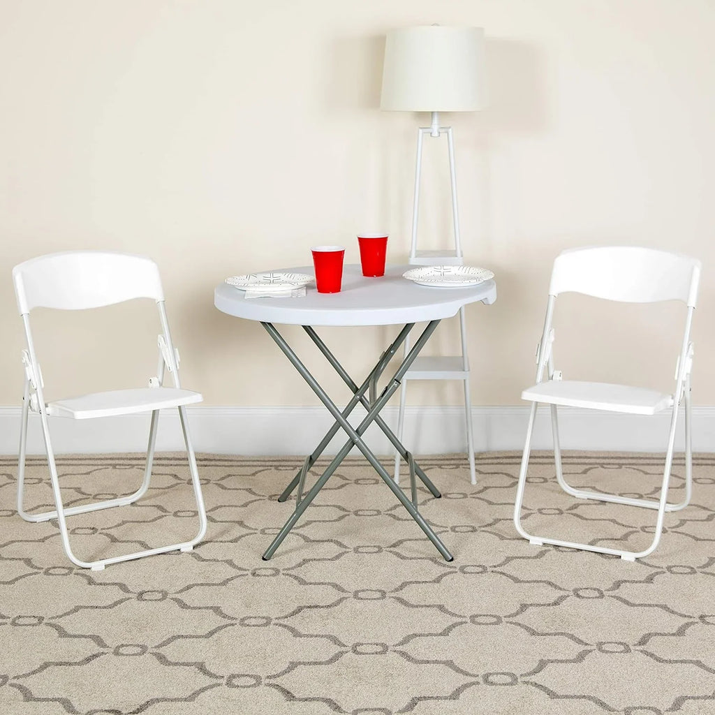 Capacity Heavy Duty White Plastic Folding Chair With Built-In Ganging Brackets. HERCULES Series 500 Lb