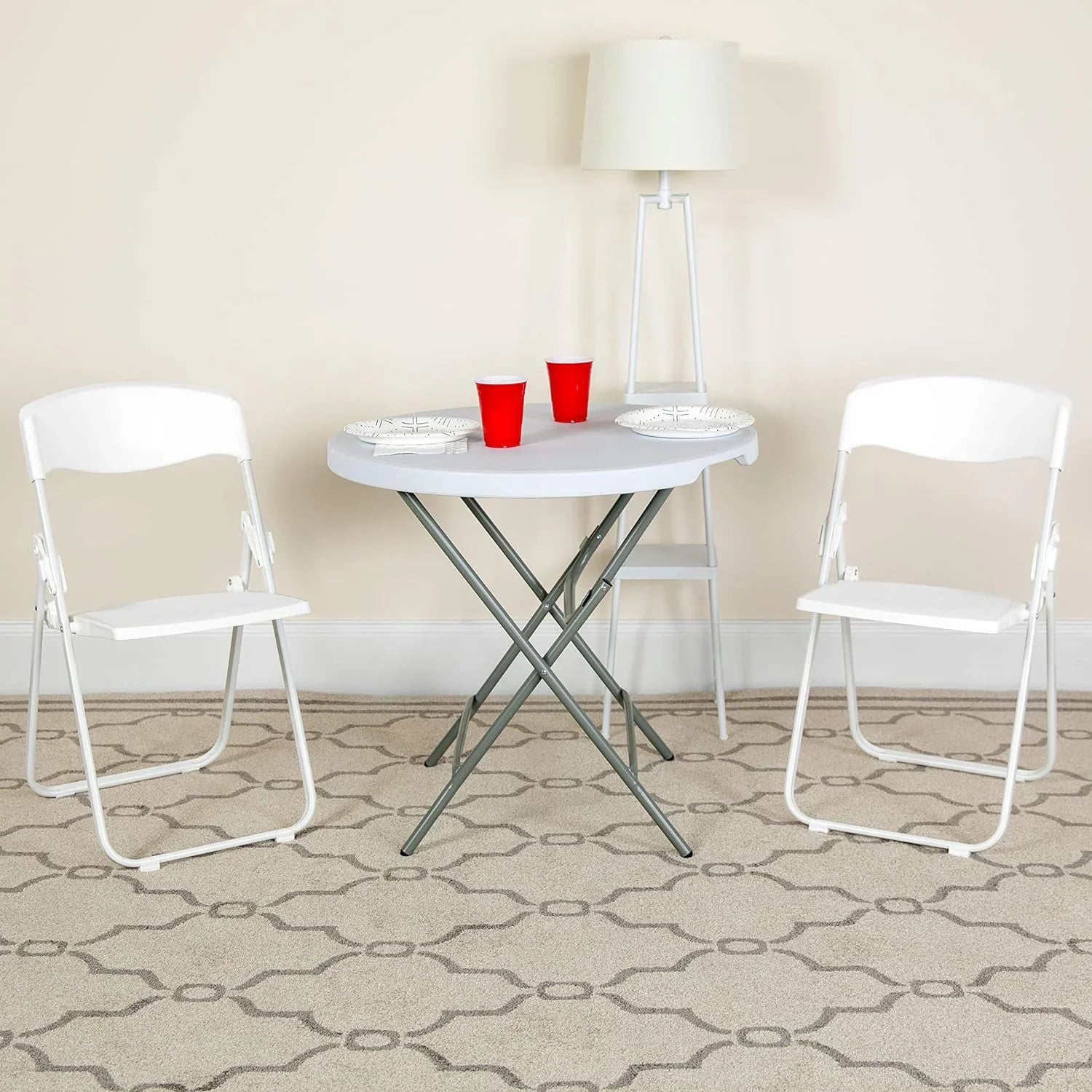 Capacity Heavy Duty White Plastic Folding Chair With Built-In Ganging Brackets. HERCULES Series 500 Lb