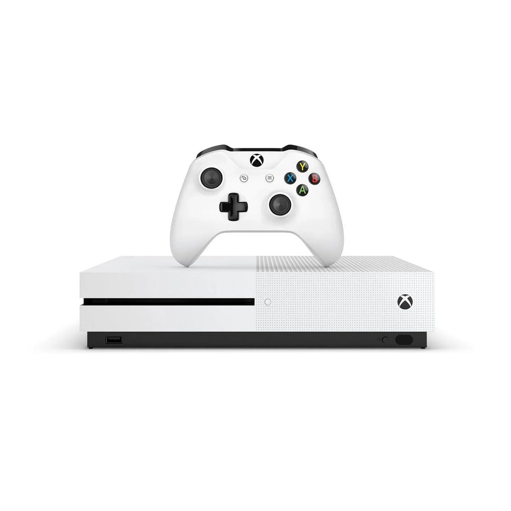 Pre-Owned  Xbox One S 1TB with 2 Controller, 4K Ultra HD White with BOLT AXTION Cleaning Kit Headset Bundle (Refurbished: Like New)