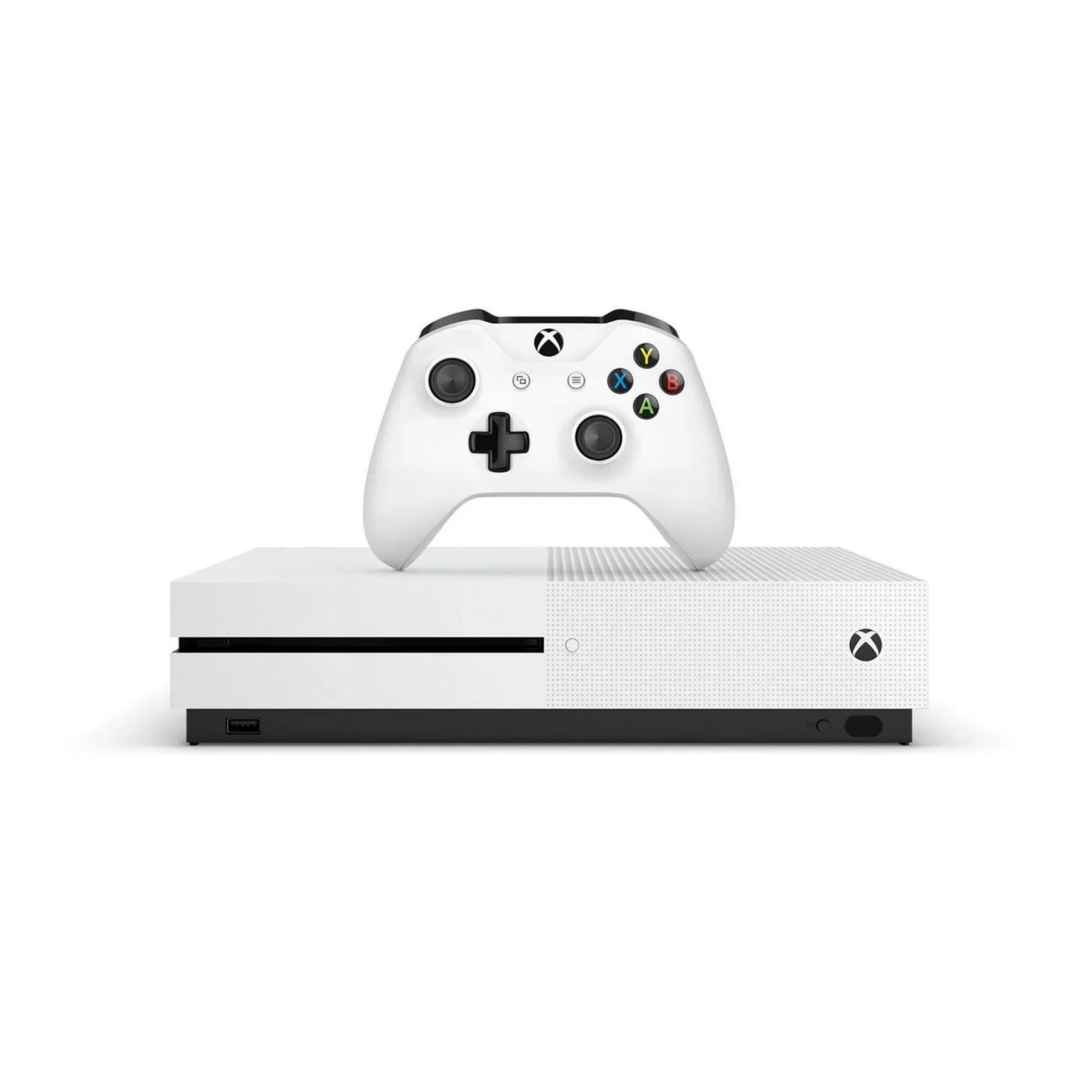Pre-Owned  Xbox One S 1TB with 2 Controller, 4K Ultra HD White with BOLT AXTION Cleaning Kit Headset Bundle (Refurbished: Like New)