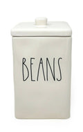 Rae Dunn by Magenta BEANS LL Letter Ceramic Square Canister with Lid