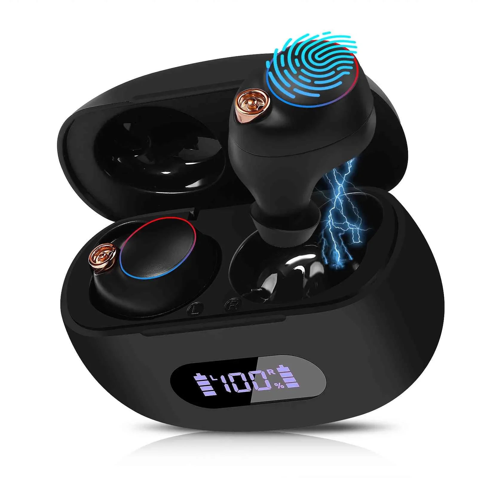 UrbanX True Wireless Bluetooth Earbuds + Charging Case, Black, Dual Connect, IPX5 aqua Resistance, Bluetooth 5.2 Connection, Balanced, Bass Boost appropriate with  Tab V7