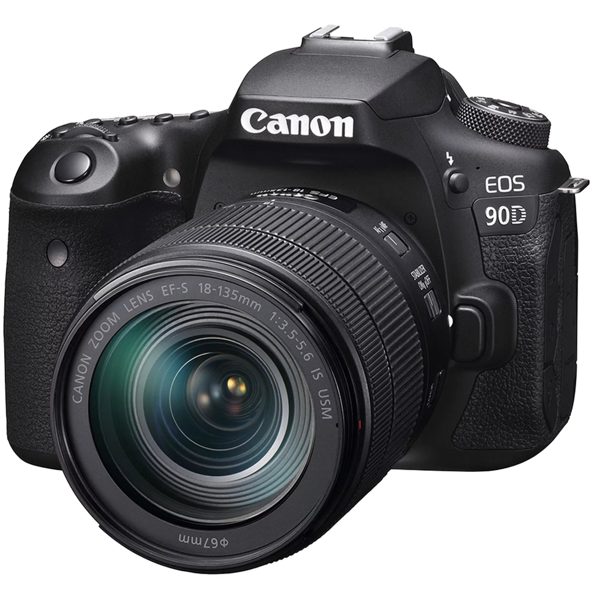 EOS 90D DSLR Camera with 18-135mm IS USM Lens + SanDisk 32GB Card + Case + 3 Pieces Filter + Flash + ZeeTech Accessory Bundle