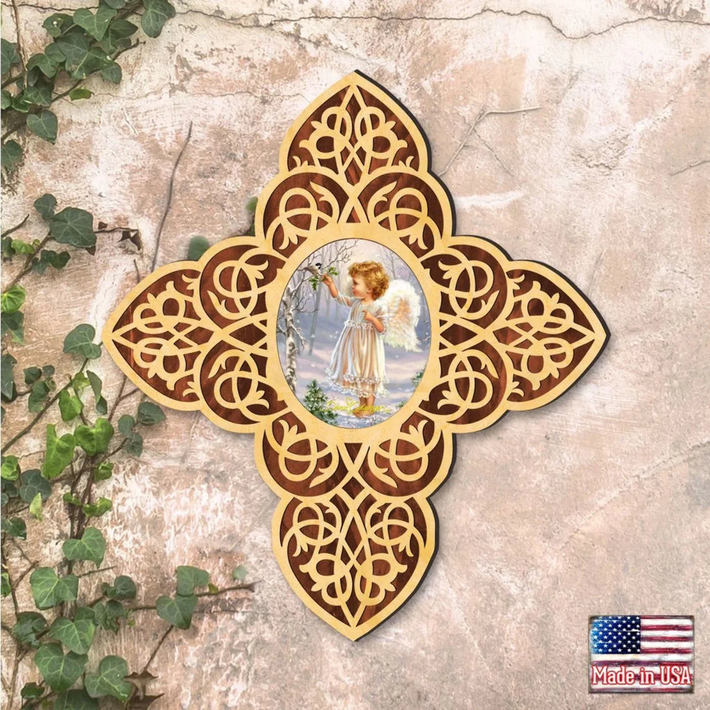Gelsinger | Inspirational Icon D�cor - 88482-DG. Angel Girl Filigree Wooden Cross by D