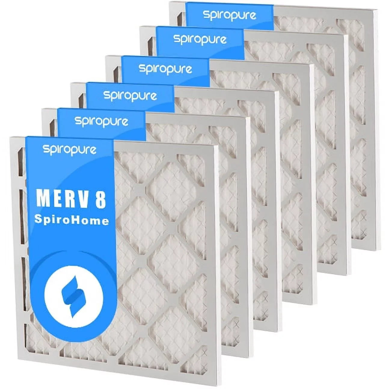 SpiroPure 23X23X1 MERV 8 Pleated Air Filters - Made in USA (6 Pack)