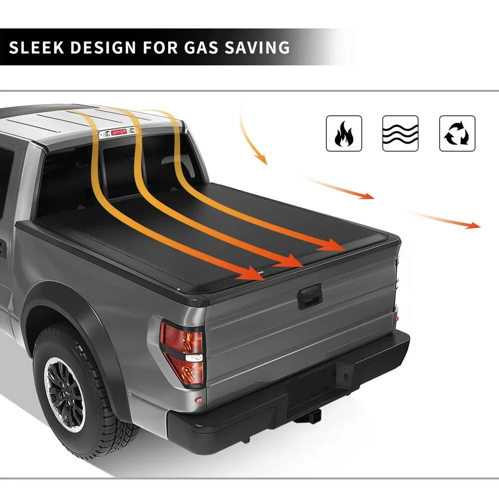 Ledkingdomus 5.7 ft Soft Quad Fold Truck Bed Tonneau wrap for 2019 2020 2021 2022 2023 Dodge Ram 1500