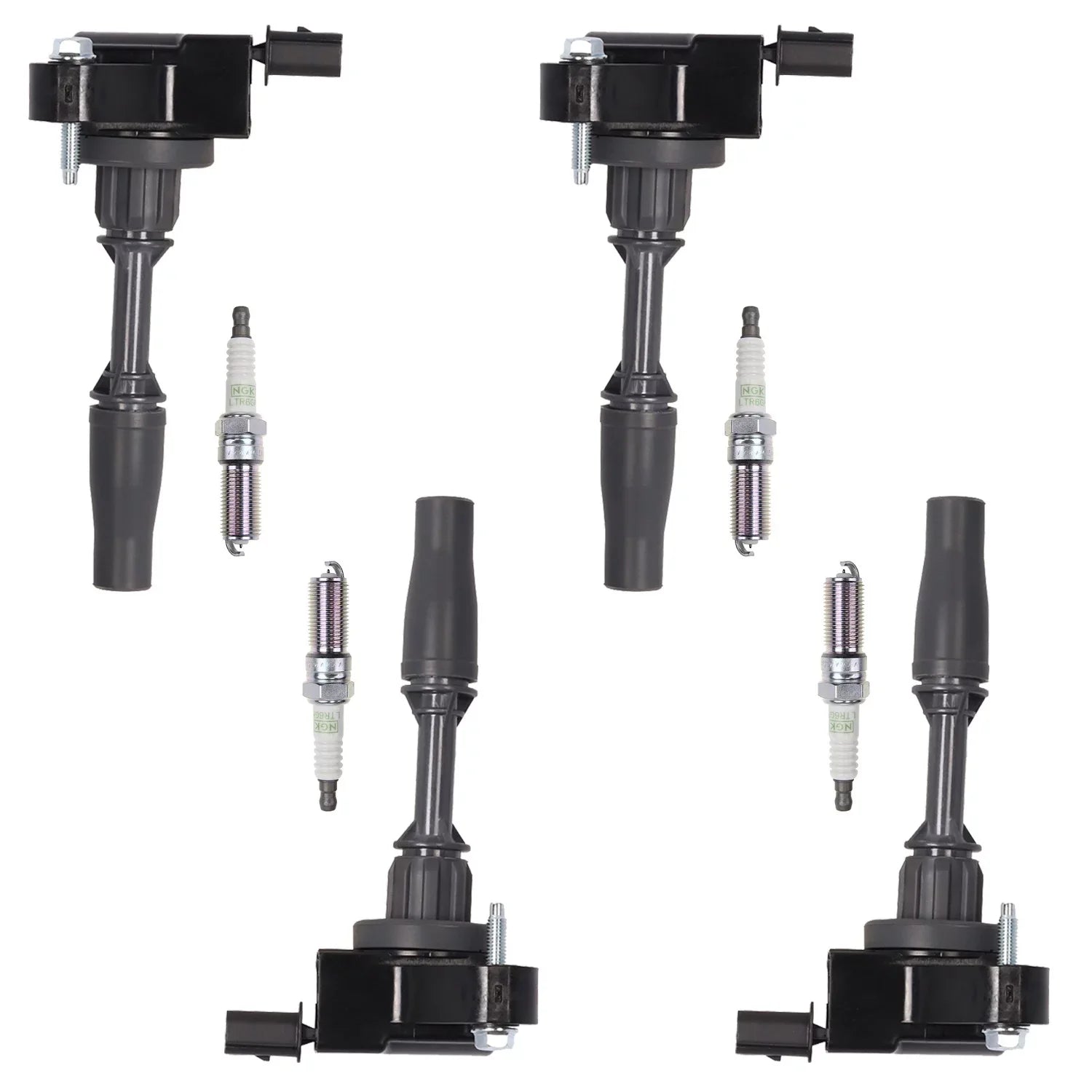 Set of 4 ISA Ignition Coils and NGK Platinum Spark Plugs appropriate with 2018 Buick Regal Sportback 2.0L l4 Replacement for UF680