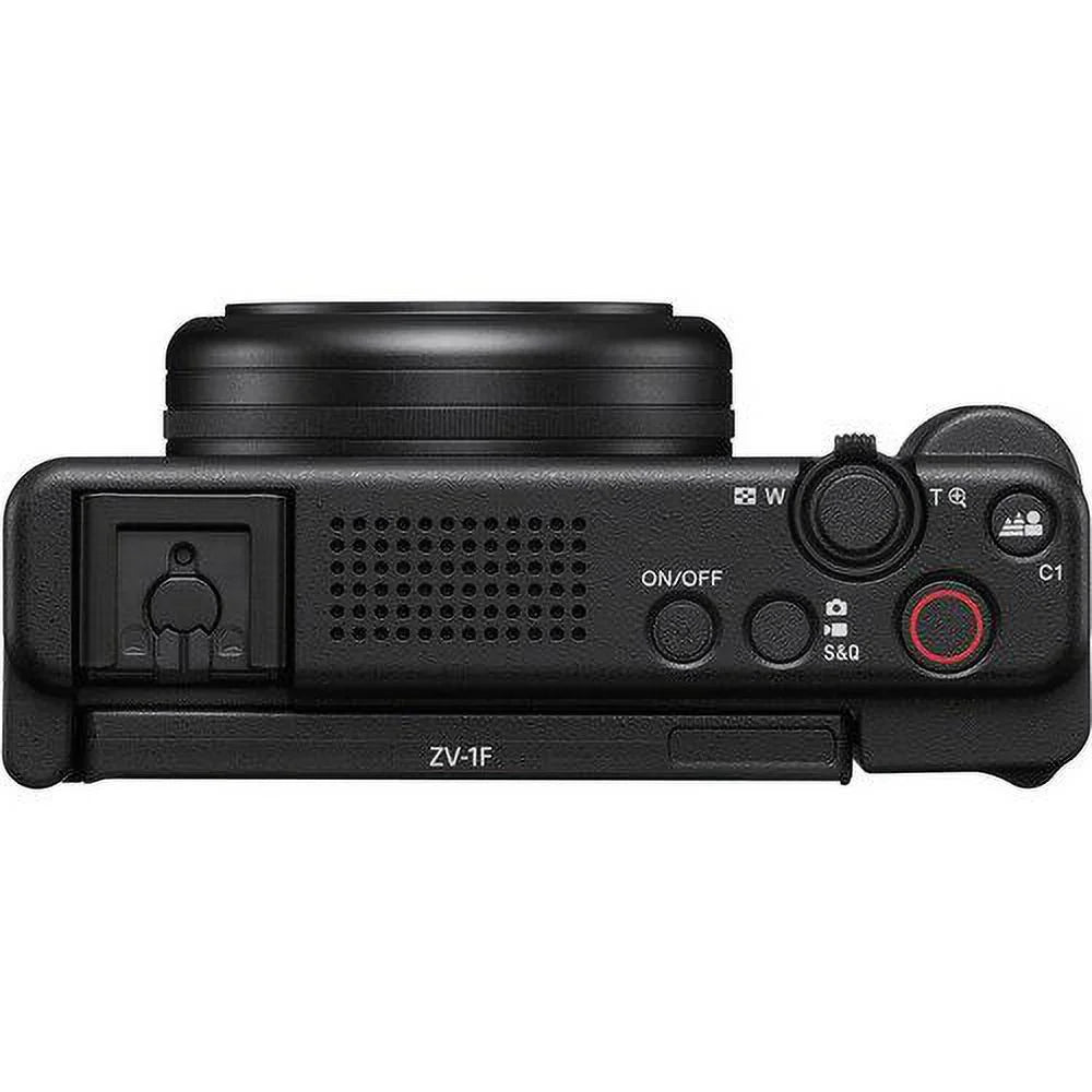 ZV-1F Vlogging Camera (Black) with SanDisk 32GB Memory Card + Tripod + ZeeTech Accessory Bundle