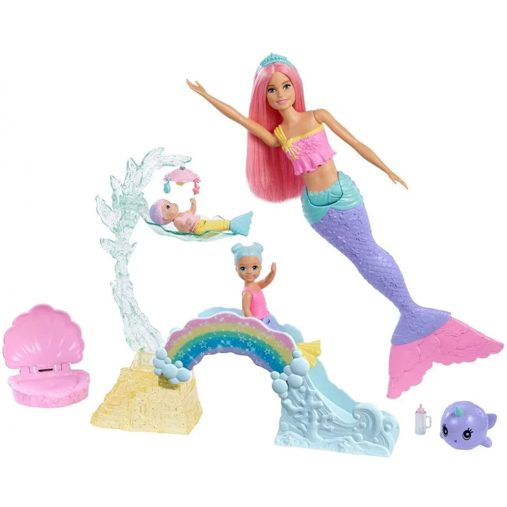 Barbie Dreamtopia Mermaid Doll, Mertoddler & Merbaby Playset