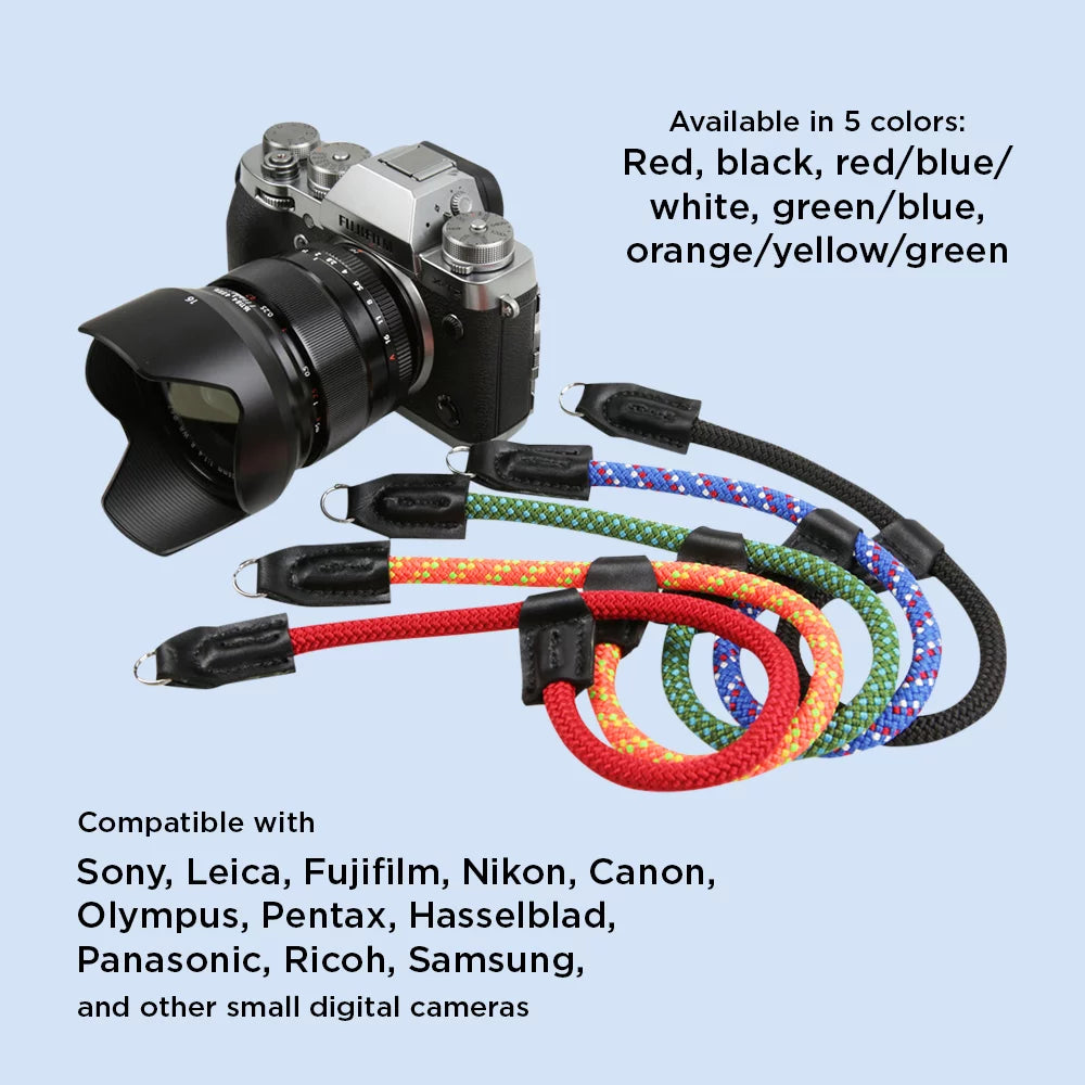 Foto&Tech Climbing Rope Camera Wrist Strap Quick Release Made in US appropriate with  A6600 A6500 A6400 A6000 A6300 A6100 A5100 A5000,RX1 R,RX1 R II,RX10,RX10 II,RX10 III,RX10 IV (34cm,Red/Blue/WT)