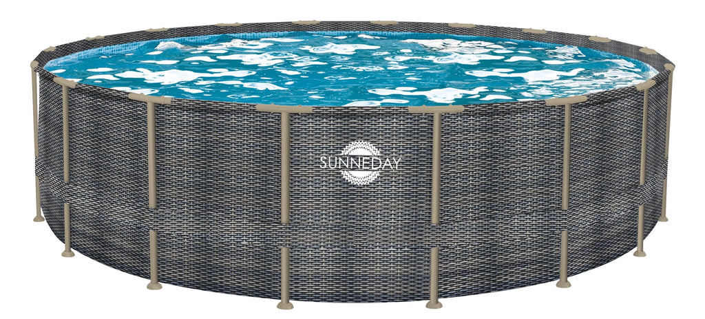 Round x 52 in.. Sunneday Oasis Rattan Soft-Sided Pool 24 ft