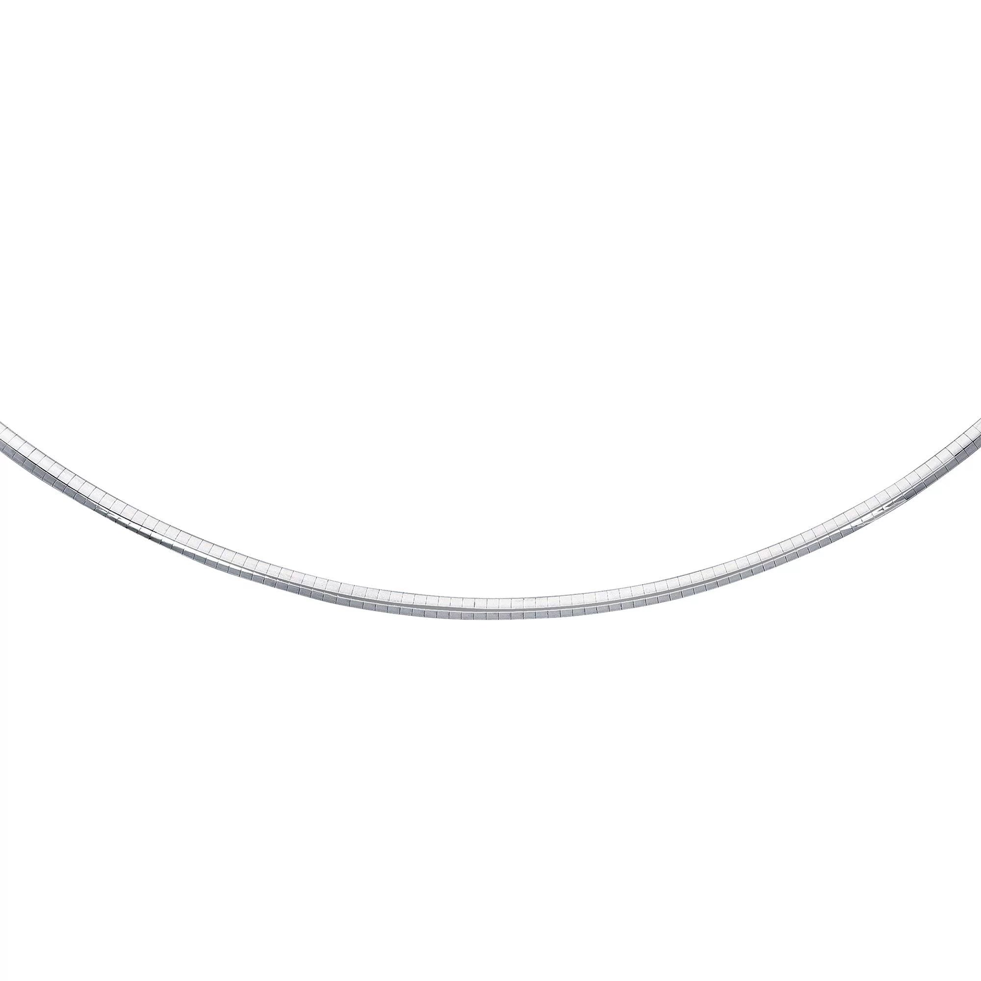 JewelStop Sterling Silver Classic Round Rhodium Omega 4 mm Necklace 18" w/Lobster Claw Clasp