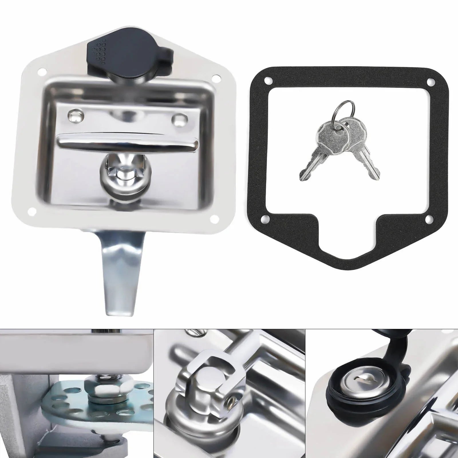 Set of 6 Folding T-handle Tool Box Lock RV Door Latch w/ 12 Keys Stainless Steel
