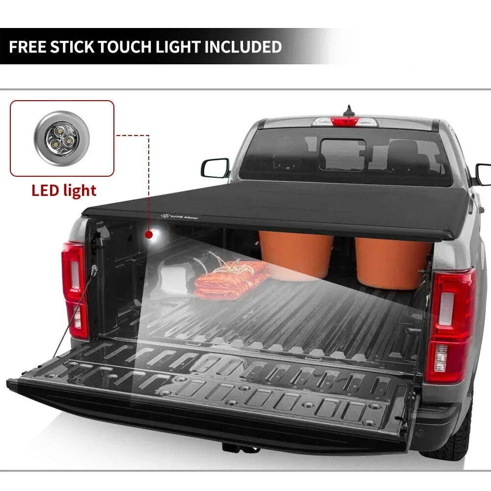 Ledkingdomus 5.7 ft Soft Quad Fold Truck Bed Tonneau wrap for 2019 2020 2021 2022 2023 Dodge Ram 1500