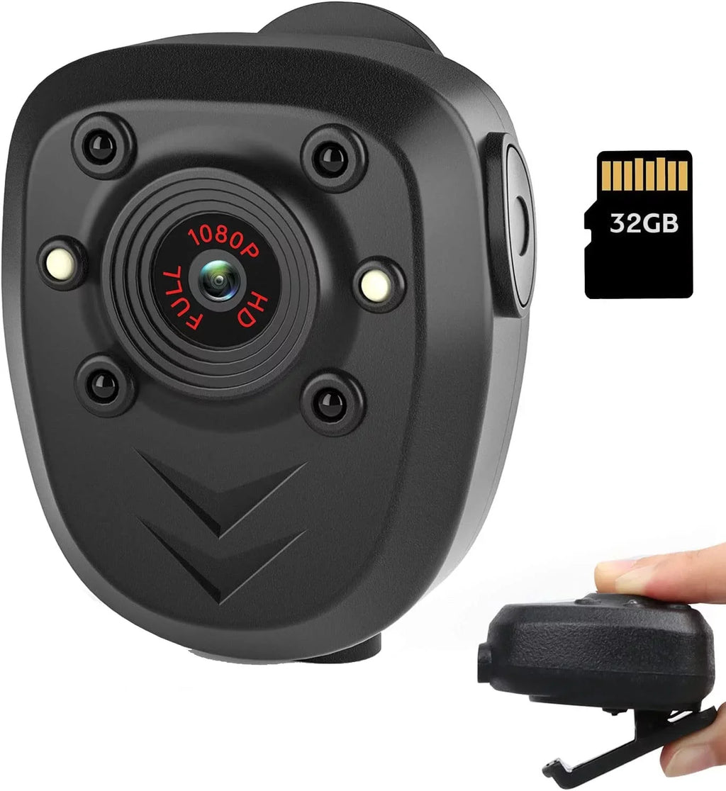Mini Body Camera Video Recorder, Wearable Police Body cam with Night Vision, Built-in 32GB Memory Card, HD1080P,Record Video,Night Vision, 4-6HR Battery Life, Law Enforcement, Security Guard, Home