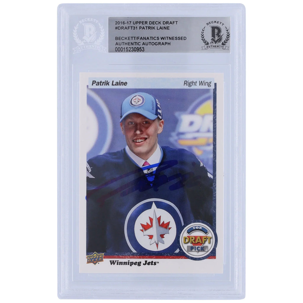 Patrik Laine Winnipeg Jets Autographed 2016-17 Upper Deck Draft Top Draft Pick #DRAFT-31 Beckett Fanatics Witnessed Authenticated Rookie Card - Fanatics Authentic Certified