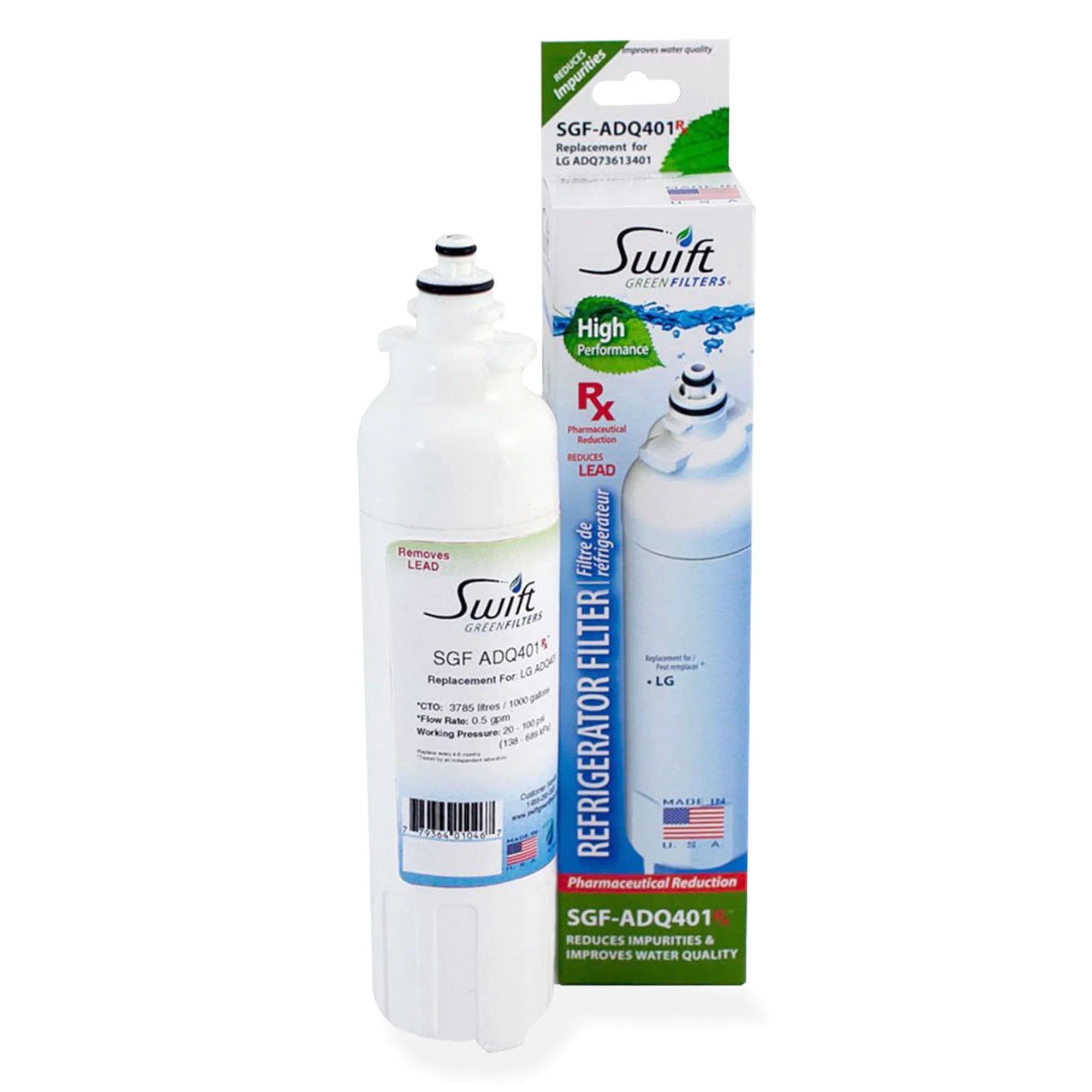 Swift Green Filters SGF-ADQ401 Rx Pharmaceutical Replacement for  LT800P Refrigerators liquid Filters(Pack of 2)