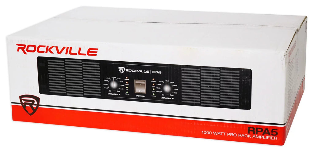 2) Rockville SPG84 8“ 800W 4 Ohm PA Speakers ABS Cabinet+RPA4 1000w Amplifier