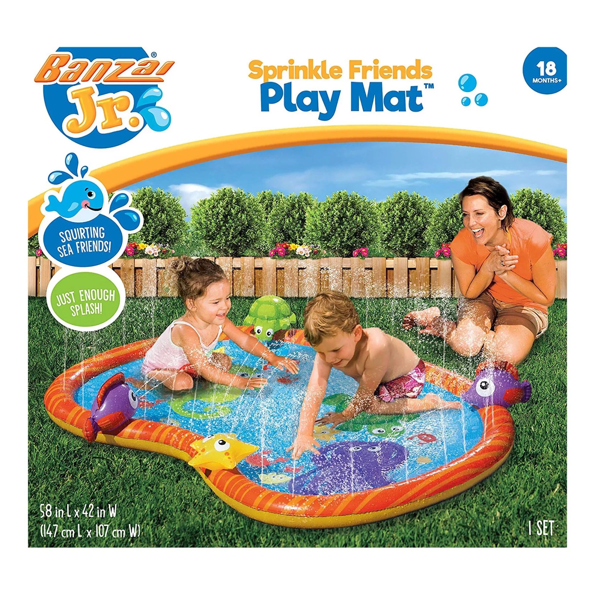 58 Inch Sprinkle Friends Outdoor moisture Play Mat. Banzai Jr