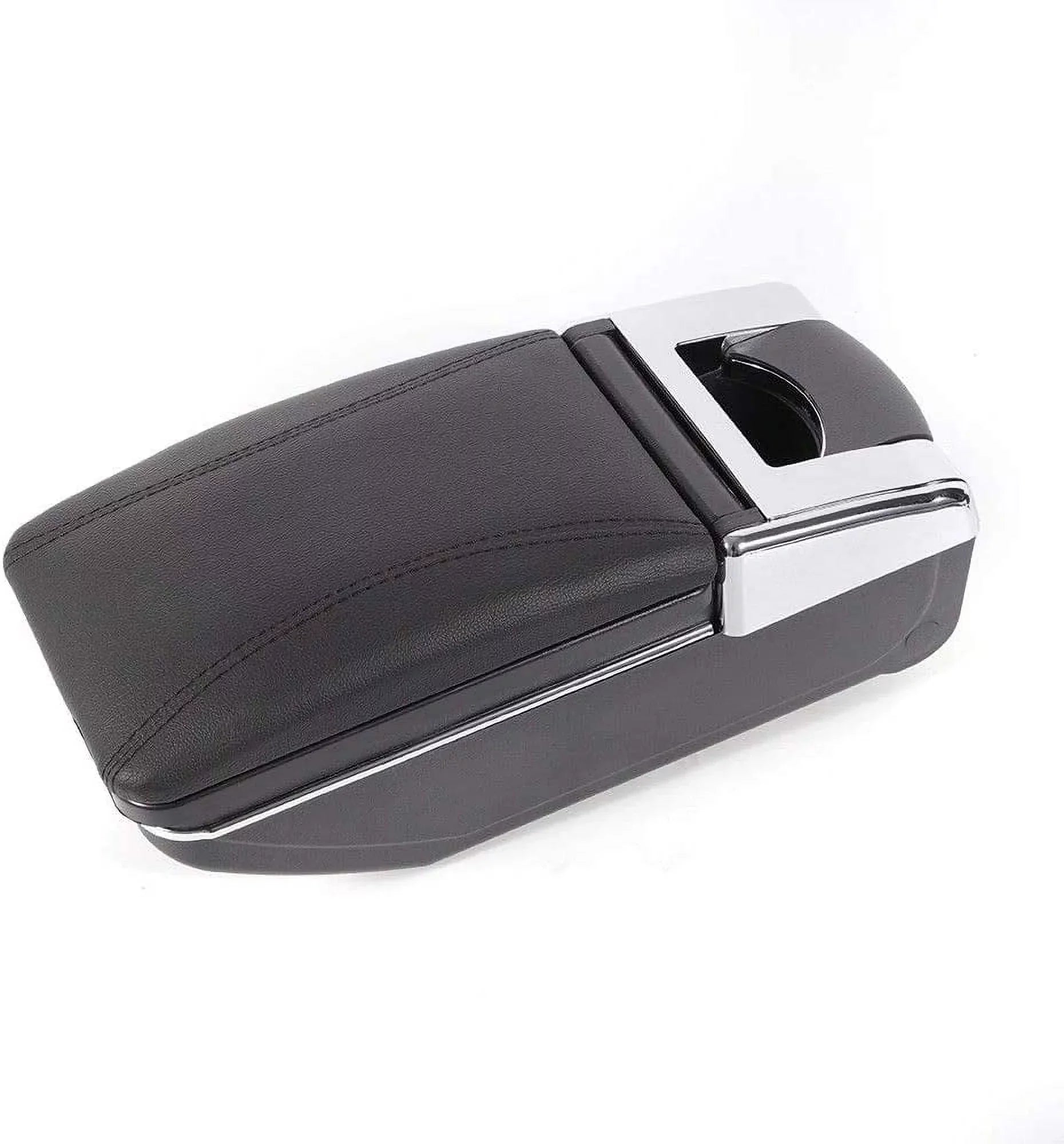 WUZSTAR Automotive Rotatable Black Armrest Console Storage Box Leather Cup Holder Storage Case
