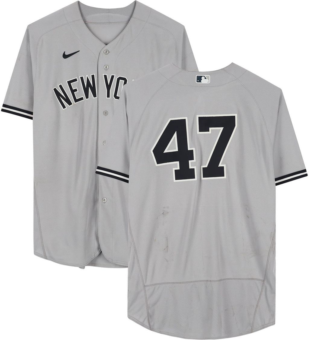 Los Angeles Angels on August 29, 2022 - Fanatics Authentic Certified. Frankie Montas New York Yankees Game-Used #47 Gray Jersey vs