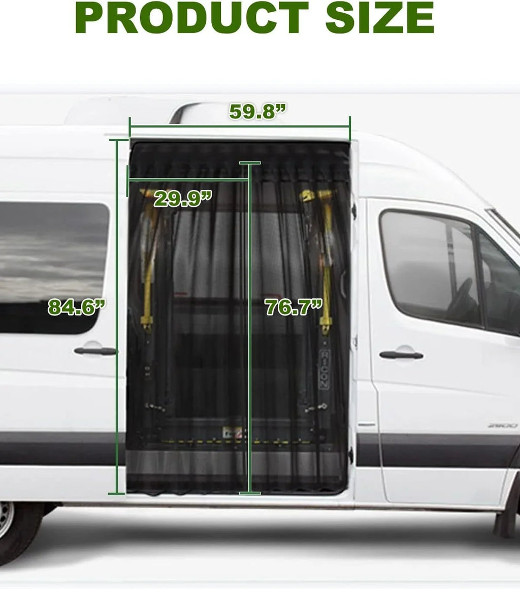 ELITEWILL Side Sliding Door Bug Screen Suitable for Mercedes Benz Sprinter Van Mid and High Roof,  Transit, Promaster, and Other Camping Vehicles (Magnetic Suction)
