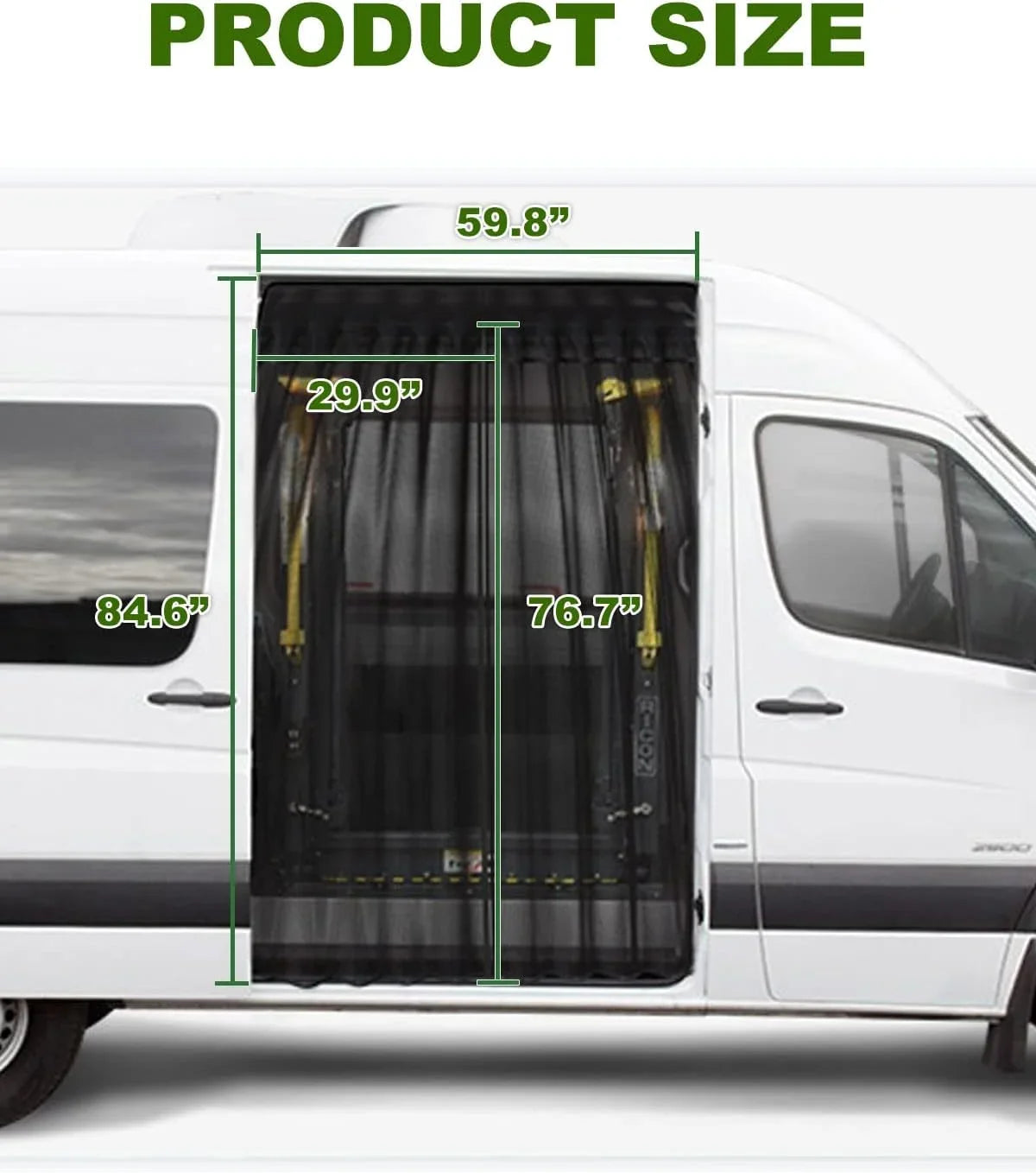 ELITEWILL Side Sliding Door Bug Screen Suitable for Mercedes Benz Sprinter Van Mid and High Roof,  Transit, Promaster, and Other Camping Vehicles (Magnetic Suction)