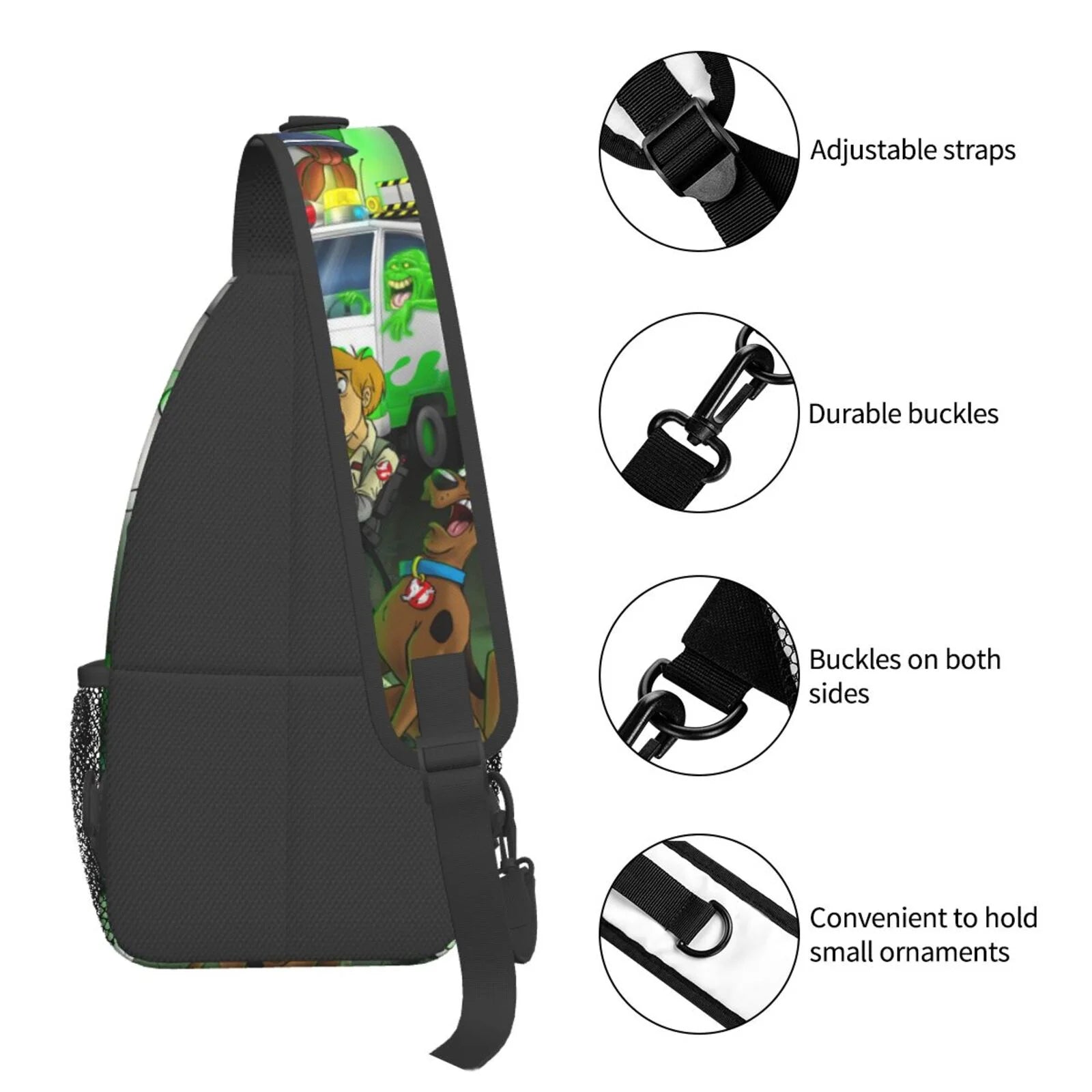 Scooby Ghostbusters Sling Bag Crossbody Backpack Chest Bags Diagonally Travel Daypack For Women Men Adults Teen