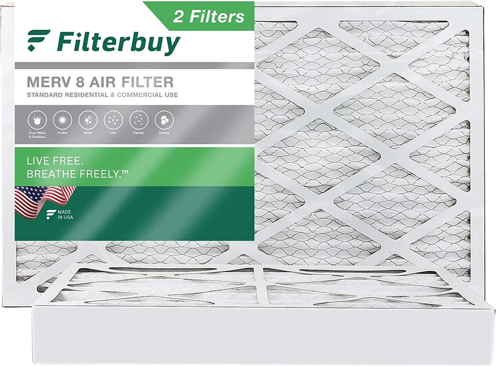 Filterbuy 8x20x4 MERV 8 Pleated HVAC AC Furnace Air Filters (2-Pack)