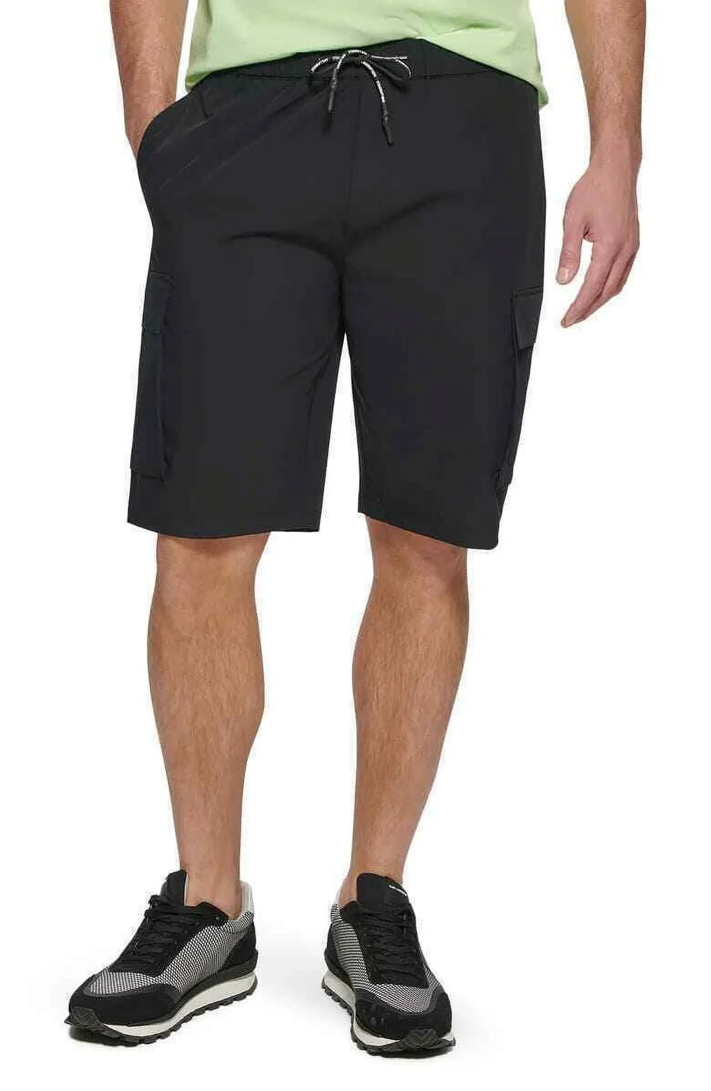 KARL LAGERFELD PARIS Nylon Pintuck Embroidered Shorts Size Large