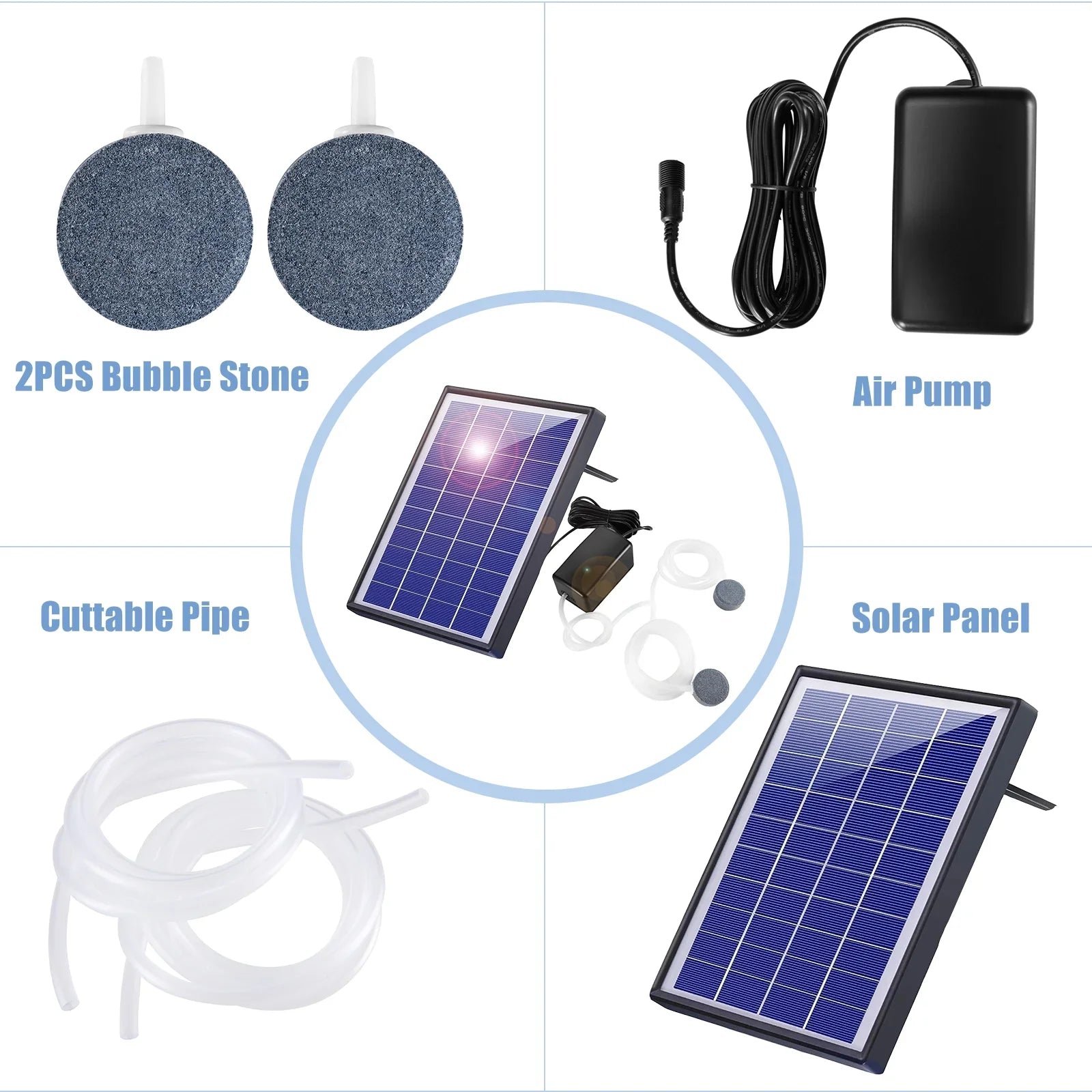 GoolRC Oxygenation pump, Pool Pond Aerator Air Pump Bubble Stones Fish Air Bubble Stones Solar Pump Fish Air Pump Aerator Fish6w 2 Air BubbleAerator Air Pump Aerator With Yaliya