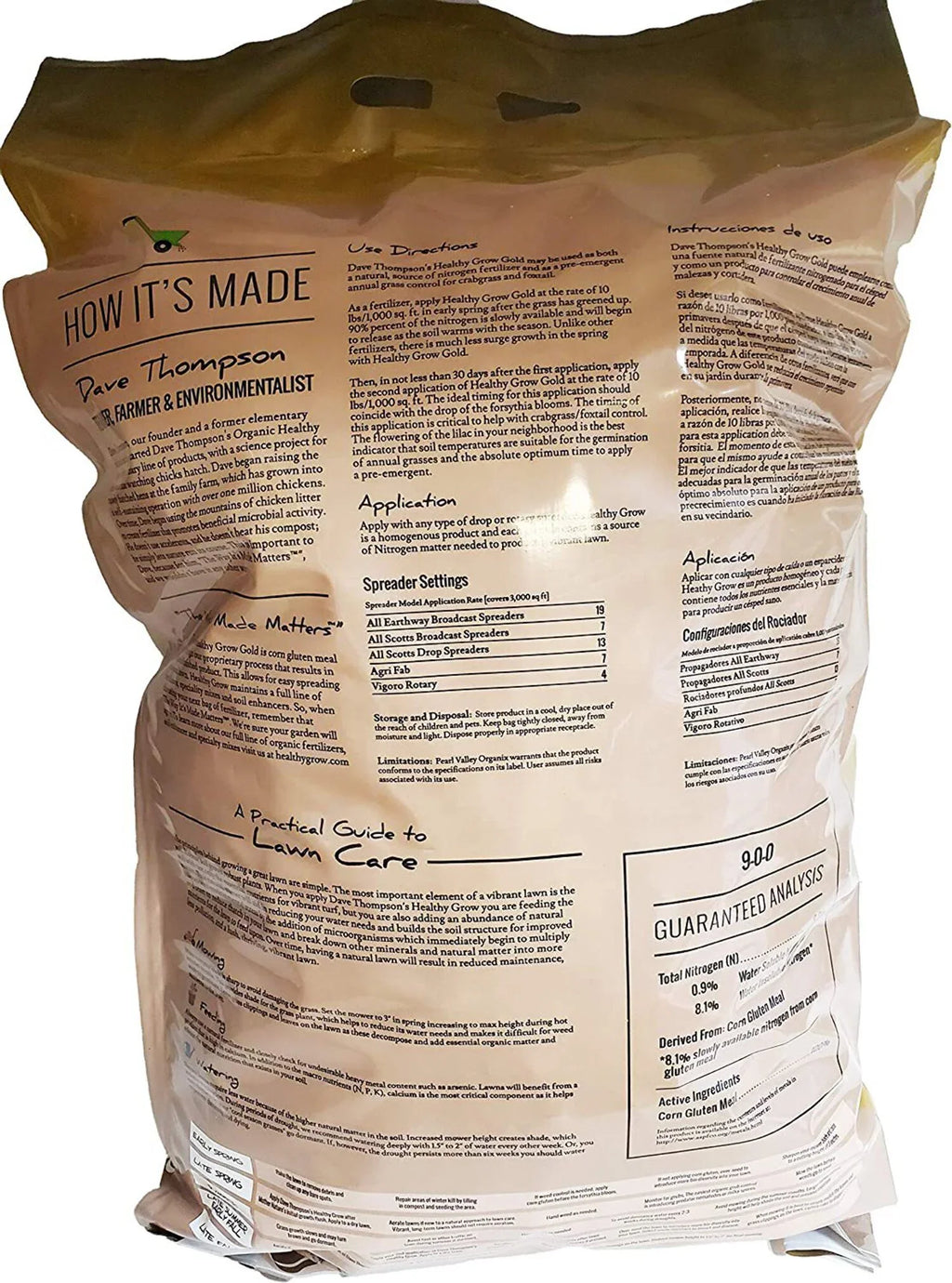 Healthy Grow Gold Corn Gluten Weed Preventer Plus Turf Food, 9-0-0, 30-Pounds