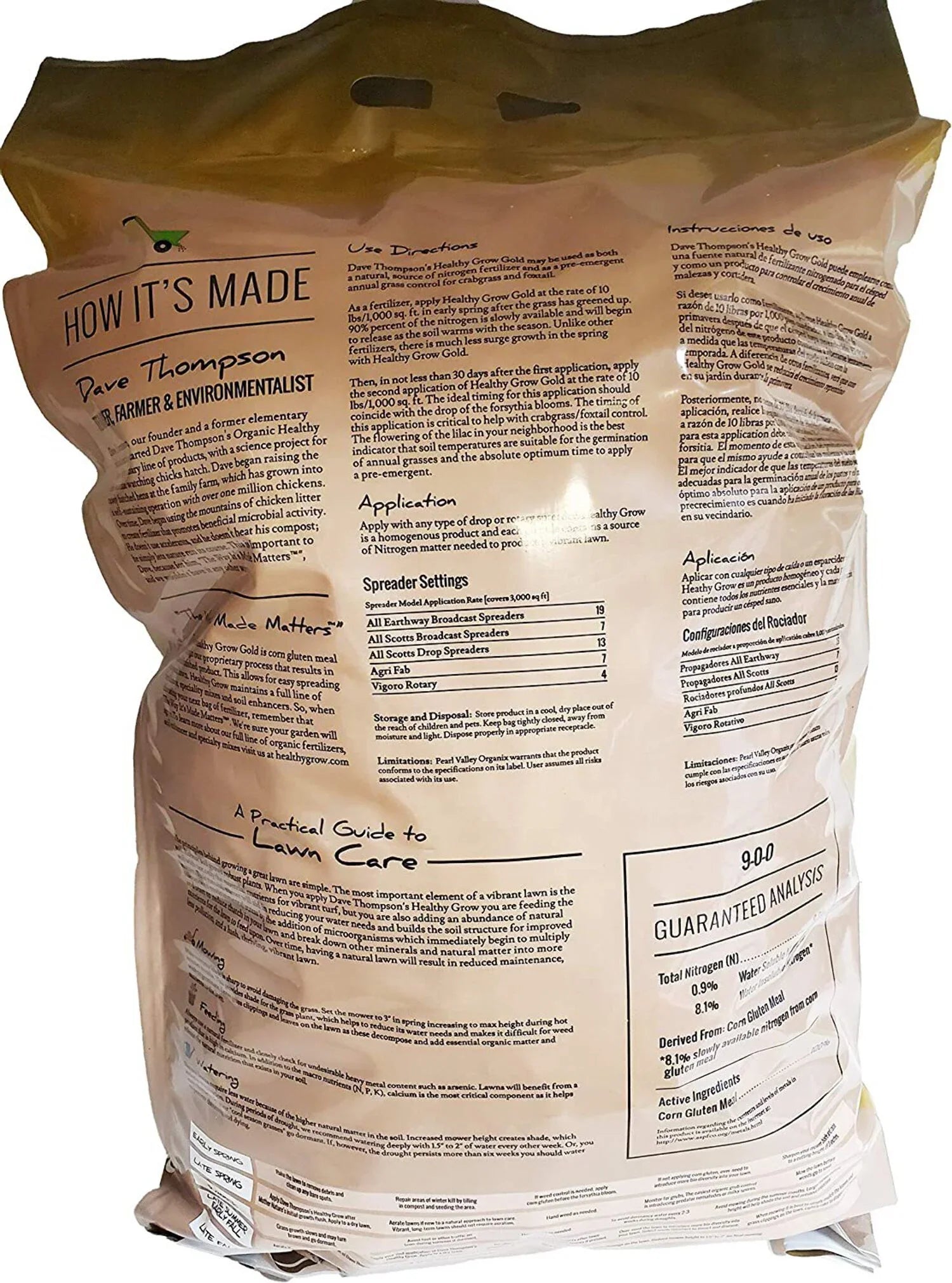 Healthy Grow Gold Corn Gluten Weed Preventer Plus Turf Food, 9-0-0, 30-Pounds