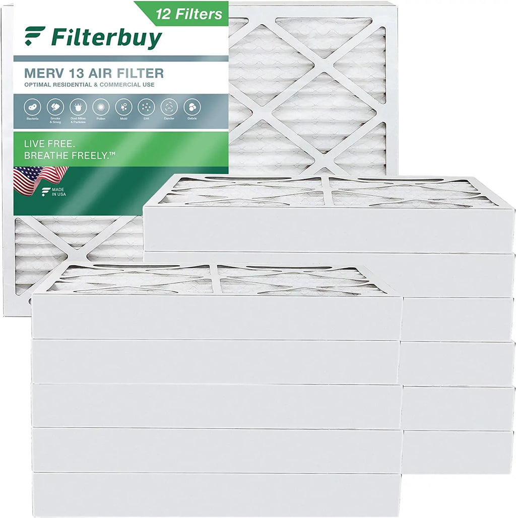 Filterbuy 10x16x4 MERV 13 Pleated HVAC AC Furnace Air Filters (12-Pack)