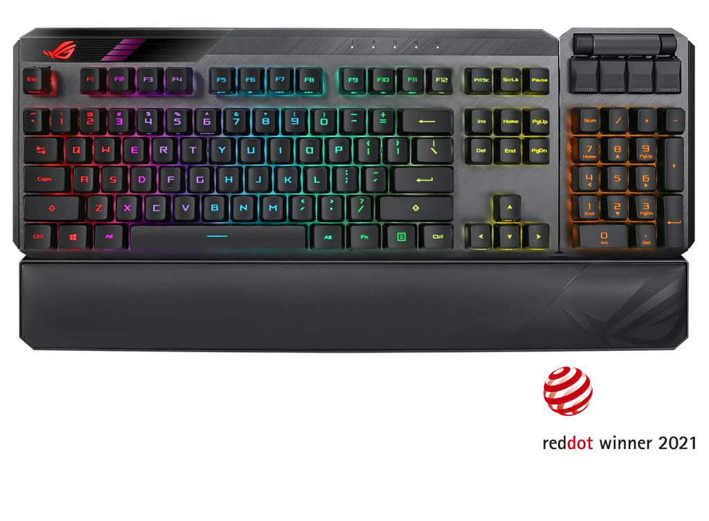 MA02 ROG Claymore II Wireless Modular Gaming Mechanical Keyboard with ROG RX Blue Switches, detachable numpad & wrist rest