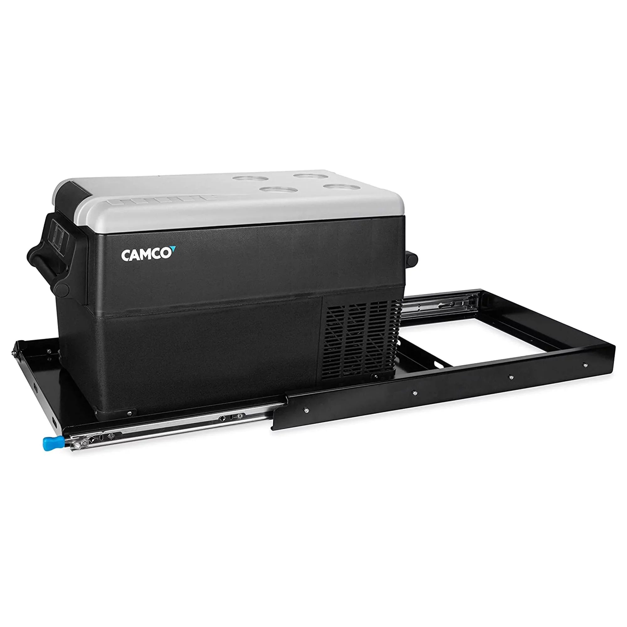 Camco Camper/RV Medium Portable Electric Refrigerator Slide | Features Ball Bearing Steel Slides & Safety Latch | Holds Up to 264lbs (51530)