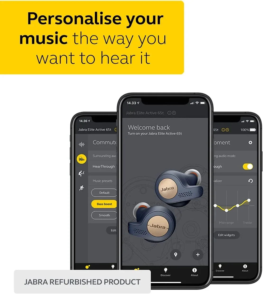 Restored Jabra Elite Active 65t - True wireless earphones with mic - in-ear - Bluetooth - blue/copper (Refurbished)