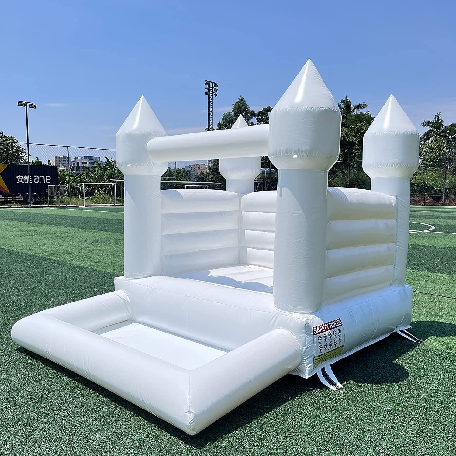 Connsann White Bounce House  Commericial Grade PVC  Jump Castle with Blower & Ball Pit  for Kids Outdoor Indoor Party