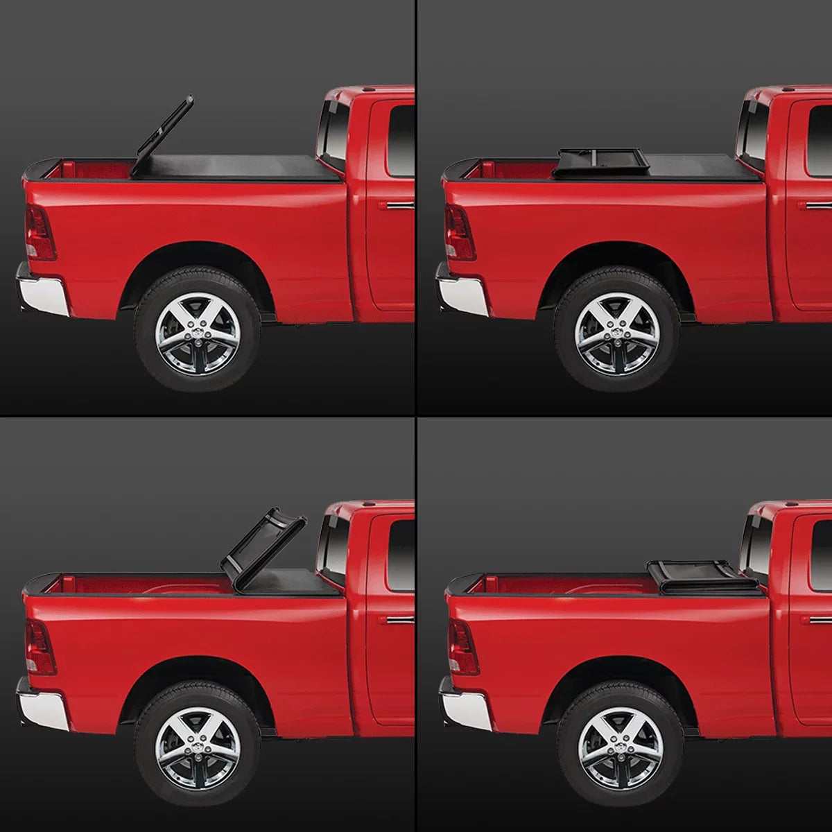 For 2009 to 2022 Dodge Ram 1500 2500 3500 6.5Ft Fleetside Bed Matte Black Soft Top Tri-Fold Adjustable Tonneau protector Kit