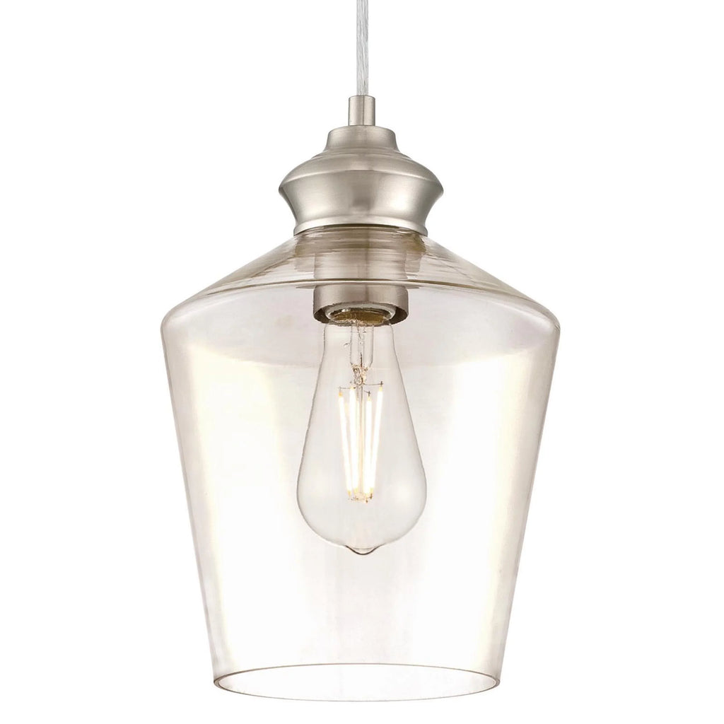 Westinghouse Ramsey Mini Pendant Brushed Nickel Finish Clear Glass