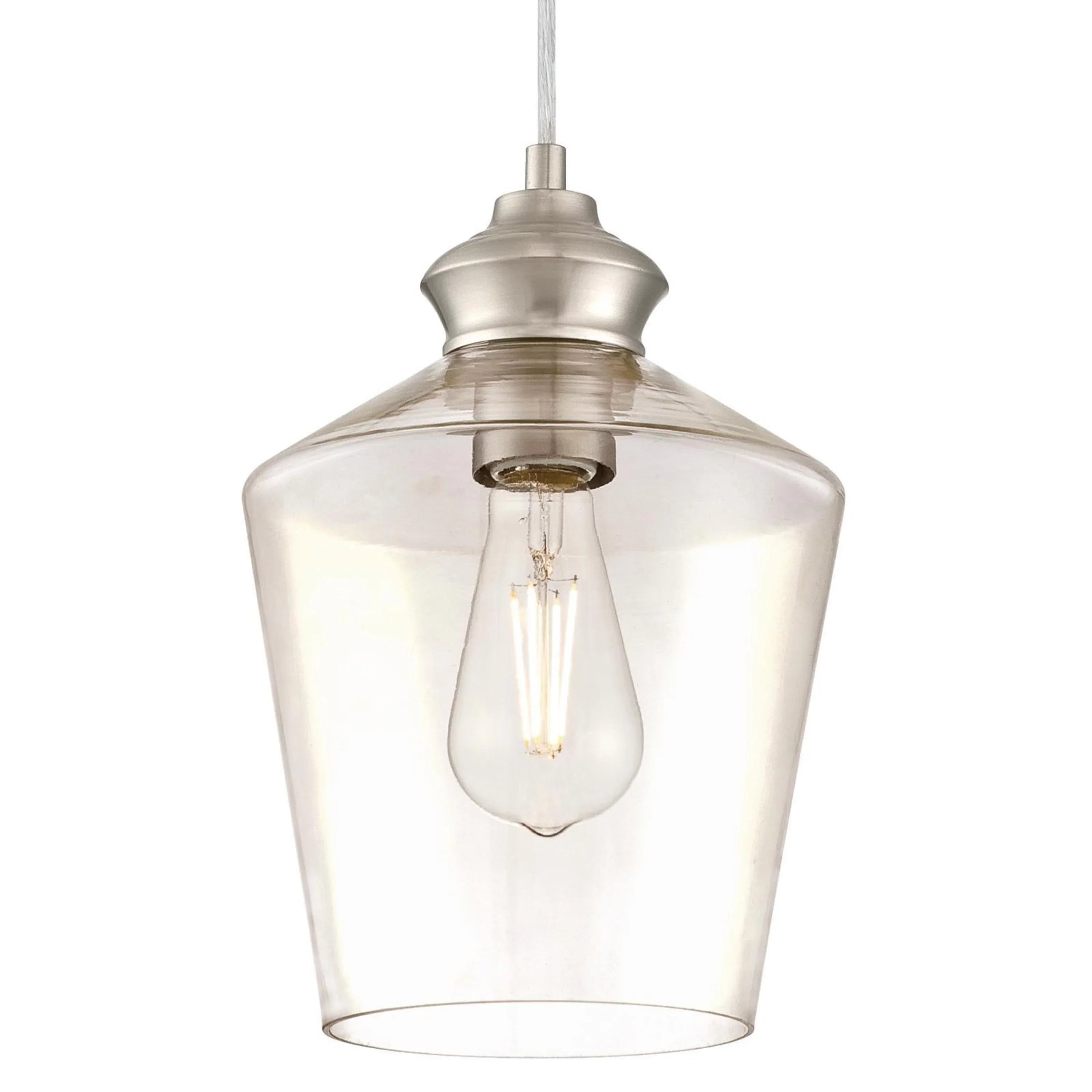 Westinghouse Ramsey Mini Pendant Brushed Nickel Finish Clear Glass