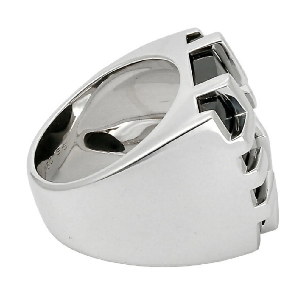 Pre-Owned Cartier Kiss of the Dragon Tiger Eye K18WG White Gold Ring (Good)