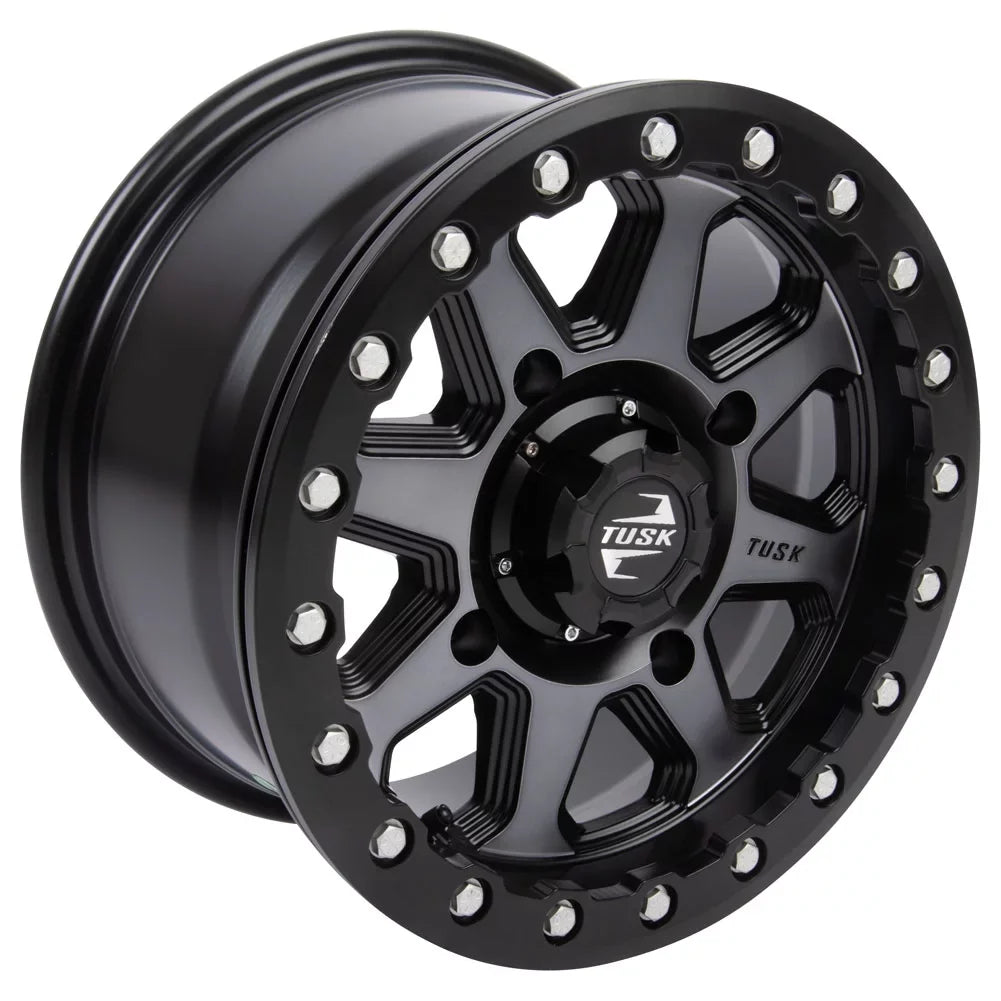 4/156 Tusk Uinta Beadlock Wheel 14x7 5.0 + 2.0 Gunmetal/Black For YAMAHA Wolverine RMAX 2 1000 R-Spec 2022