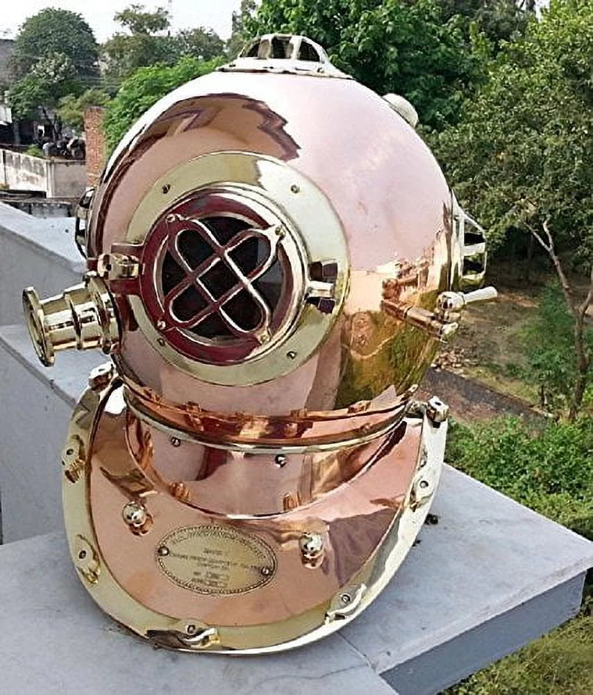 NauticalMart US Navy Brass N Copper Divers Diving Helmet Antique Vintage Gift