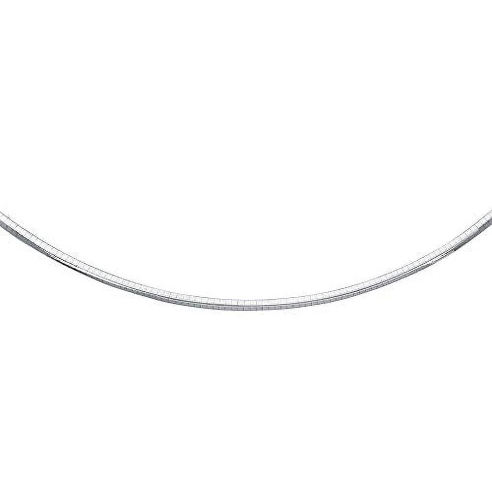 JewelStop Sterling Silver Classic Round Rhodium Omega 4 mm Necklace 18" w/Lobster Claw Clasp