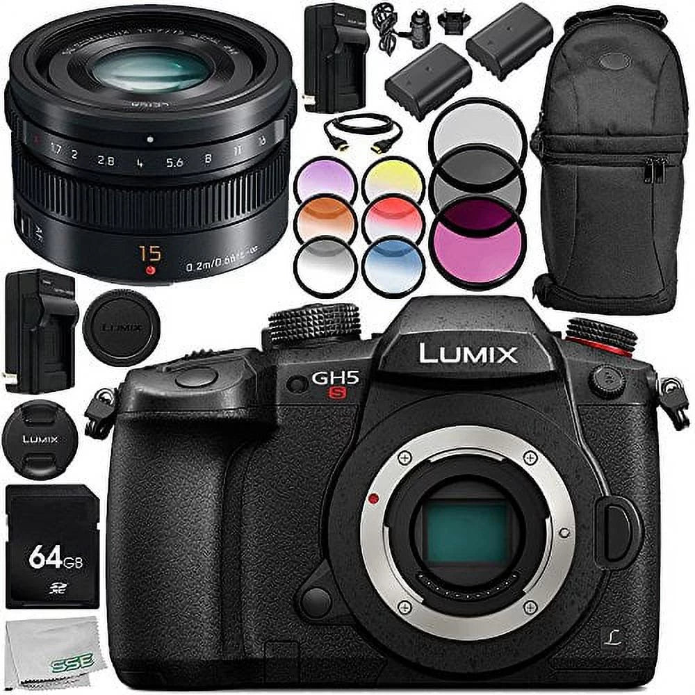 Lens 14PC Accessory Bundle – Includes 64GB SD Memory Card + MORE. POWER O.I.S.  Lumix DC-GH5S Mirrorless Micro Four Thirds Digital Camera with Leica DG Nocticron 42.5mm f/1.2 ASPH