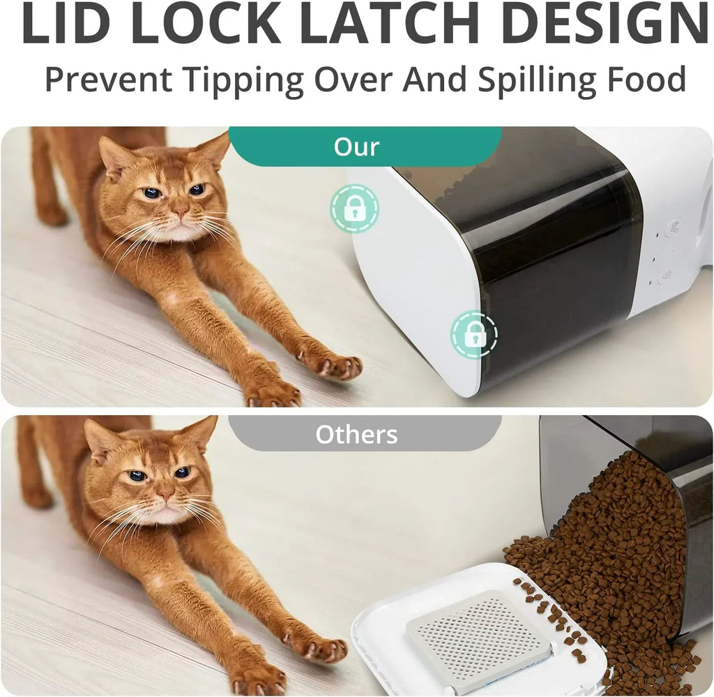 boqii Automatic Cat Feeder, Timed Cat Feeder with APP Control, Dog Food Dispenser with Stainless Steel & Lock Lid, 30S Voice Recorder