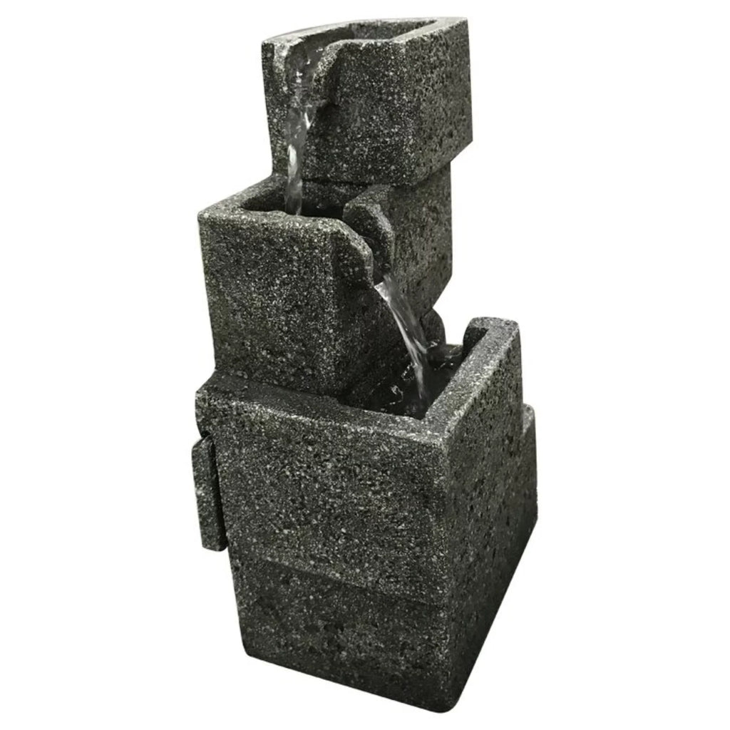 Hi-Line Gifts 11" LED Lighted Concrete Crates moisture Tabletop Fountain