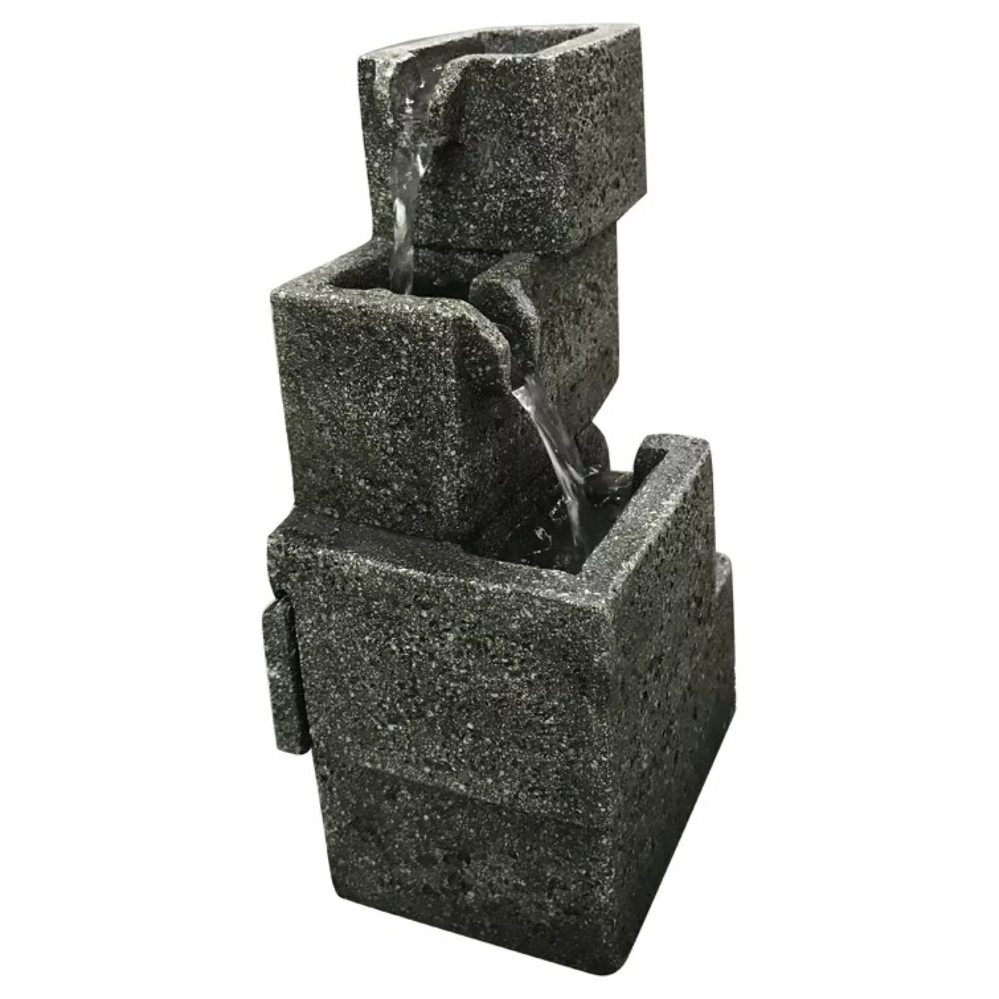 Hi-Line Gifts 11" LED Lighted Concrete Crates moisture Tabletop Fountain