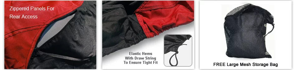 Weatherproof Jet Ski shield For SEA DOO GTX SC 2005 - RED / Black Color - All elements - Trailerable - Protects from Rain, Sun, UV Rays, And More! Includes Trailer Straps And Storage Bag